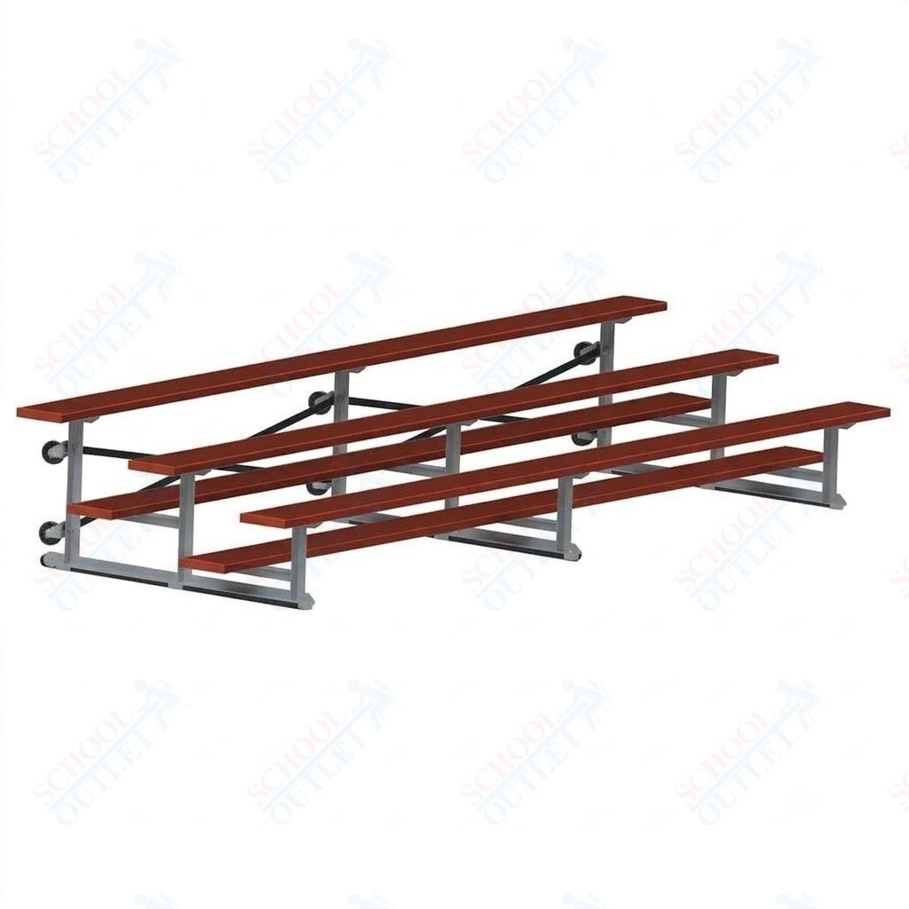 Jaypro Sports Bleacher - 3 Row - Tip & Roll, Single Foot Plank, Powder Coated - 15' L (BLCH-3TRGPC)