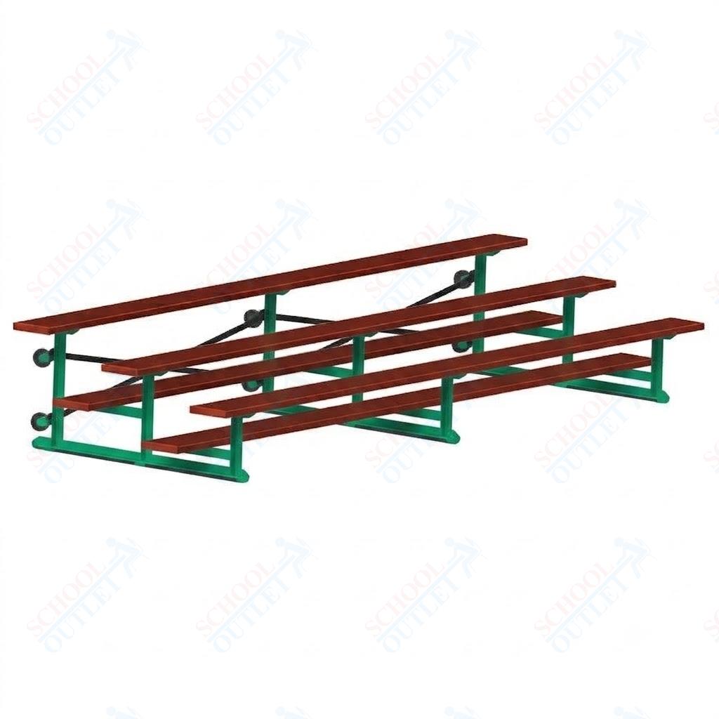 Jaypro Sports Bleacher - 3 Row - Tip & Roll, Single Foot Plank, Powder Coated - 15' L (BLCH-3TRGPC)