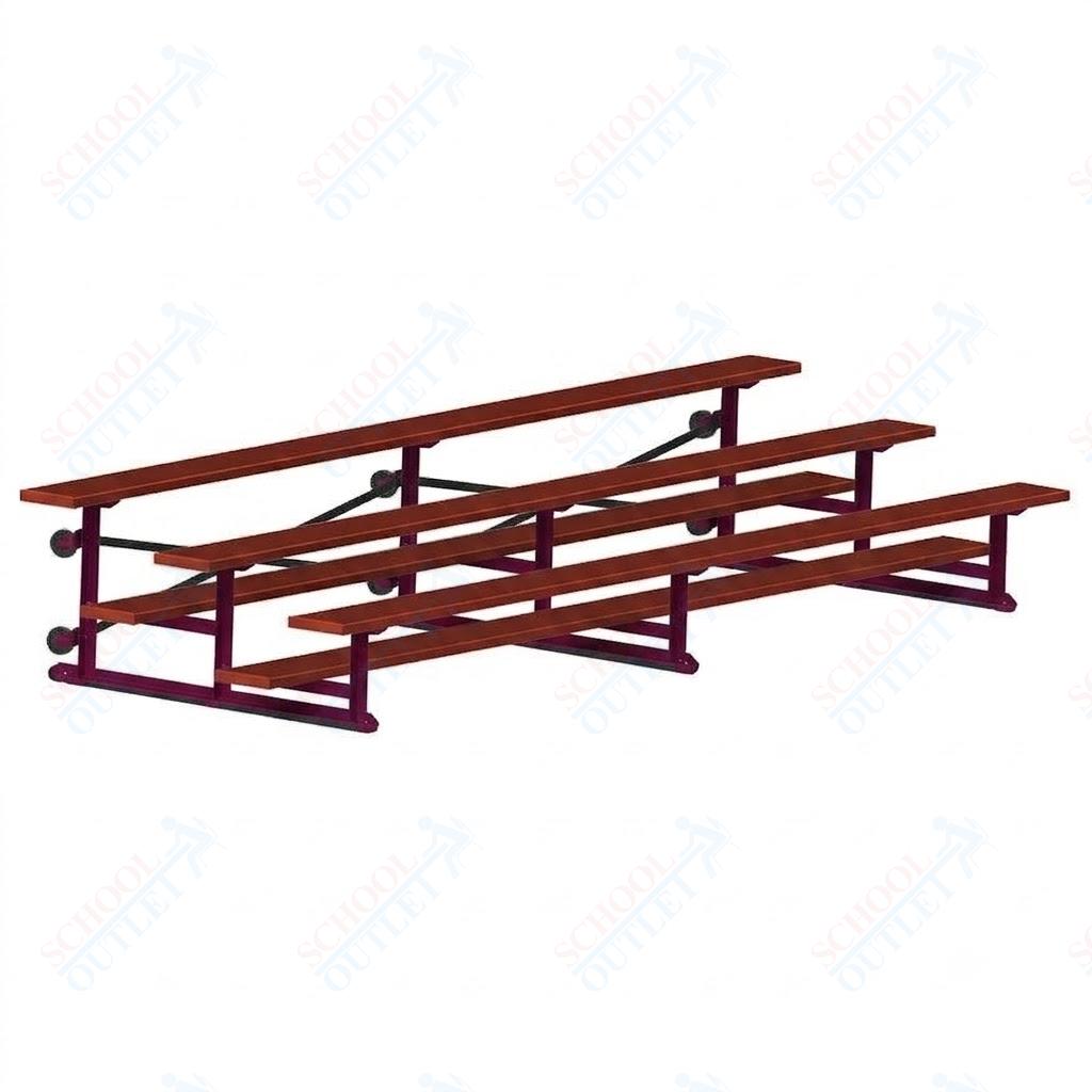 Jaypro Sports Bleacher - 3 Row - Tip & Roll, Single Foot Plank, Powder Coated - 15' L (BLCH-3TRGPC)
