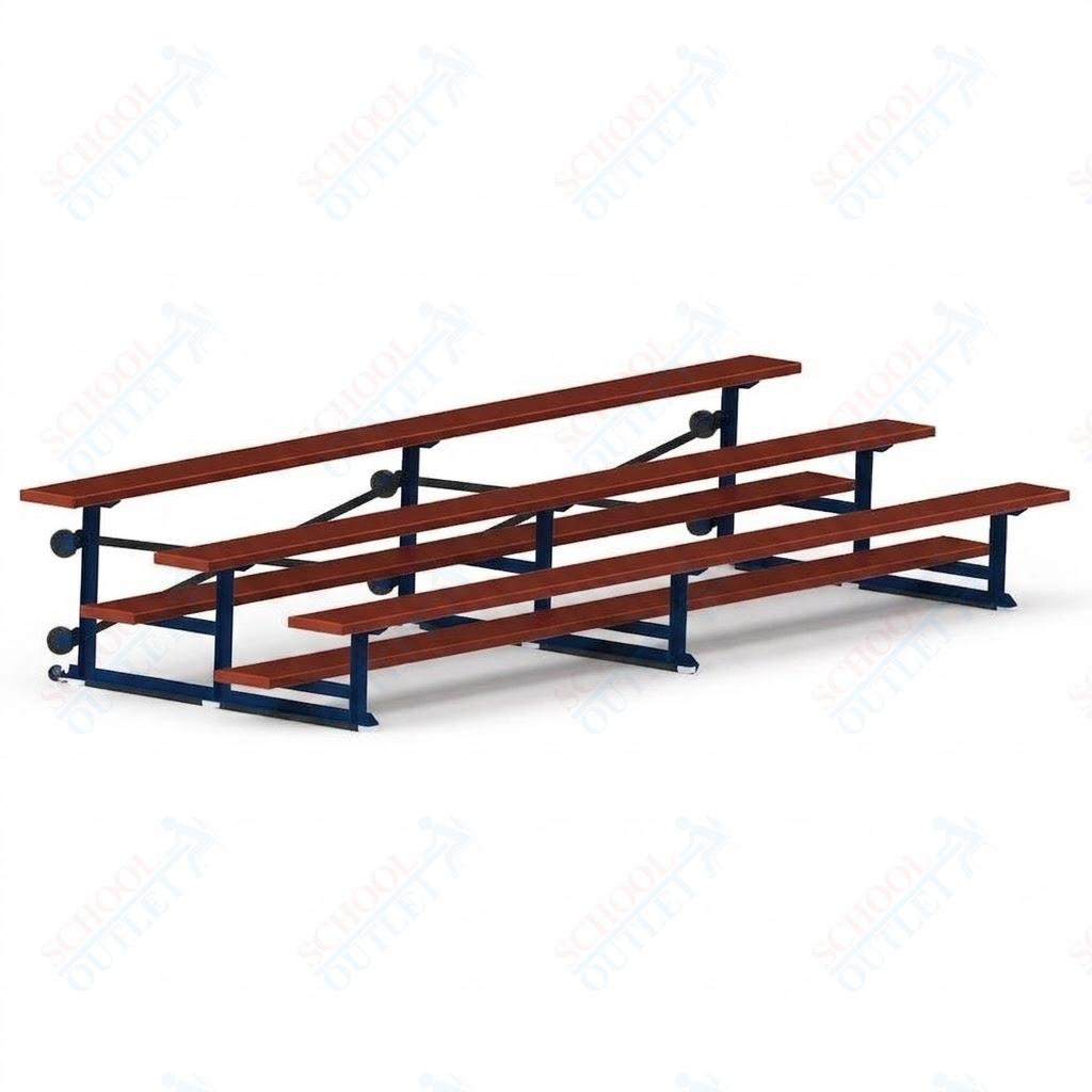 Jaypro Sports Bleacher - 3 Row - Tip & Roll, Single Foot Plank, Powder Coated - 15' L (BLCH-3TRGPC)