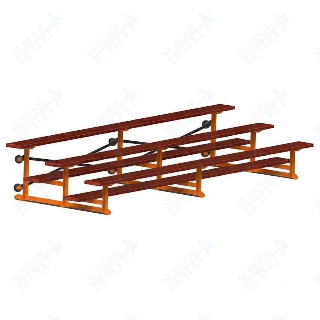 Jaypro Sports Bleacher - 3 Row - Tip & Roll, Single Foot Plank, Powder Coated - 15' L (BLCH-3TRGPC)