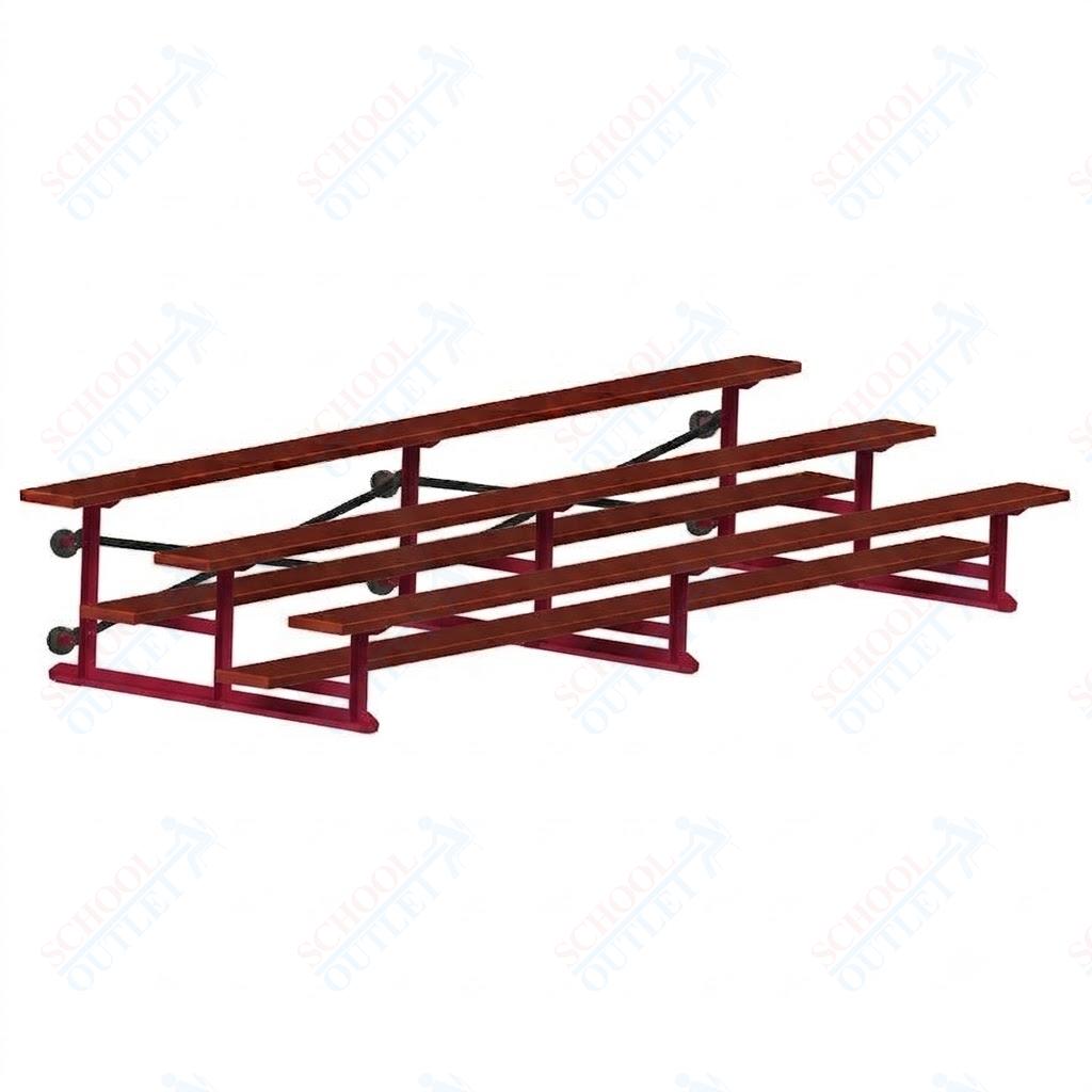 Jaypro Sports Bleacher - 3 Row - Tip & Roll, Single Foot Plank, Powder Coated - 15' L (BLCH-3TRGPC)