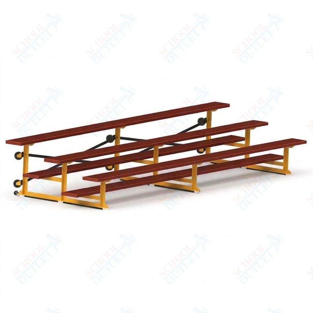 Jaypro Sports Bleacher - 3 Row - Tip & Roll, Single Foot Plank, Powder Coated - 15' L (BLCH-3TRGPC)