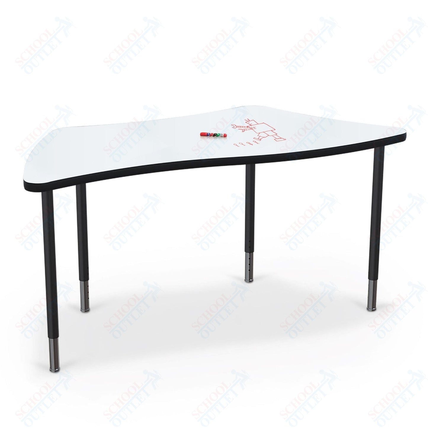 Mooreco Creator Configurable Tables - Trapezoid - Black Edgeband - Black Legs (Mooreco 1633J1) - SchoolOutlet