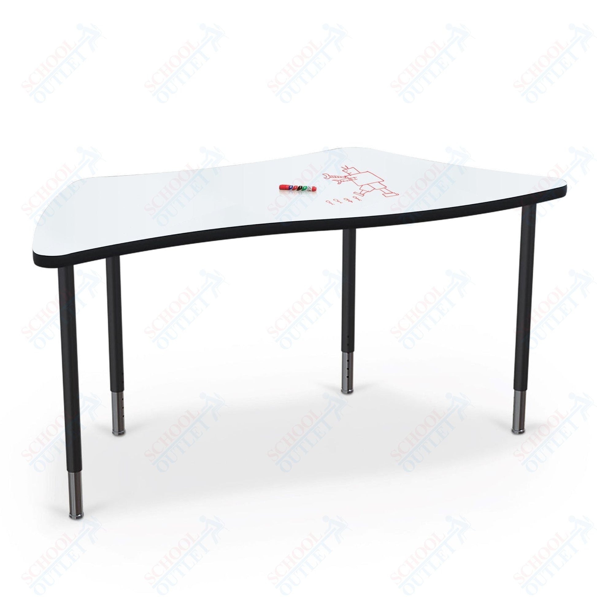 Mooreco Creator Configurable Tables - Trapezoid - Black Edgeband - Black Legs (Mooreco 1633J1) - SchoolOutlet