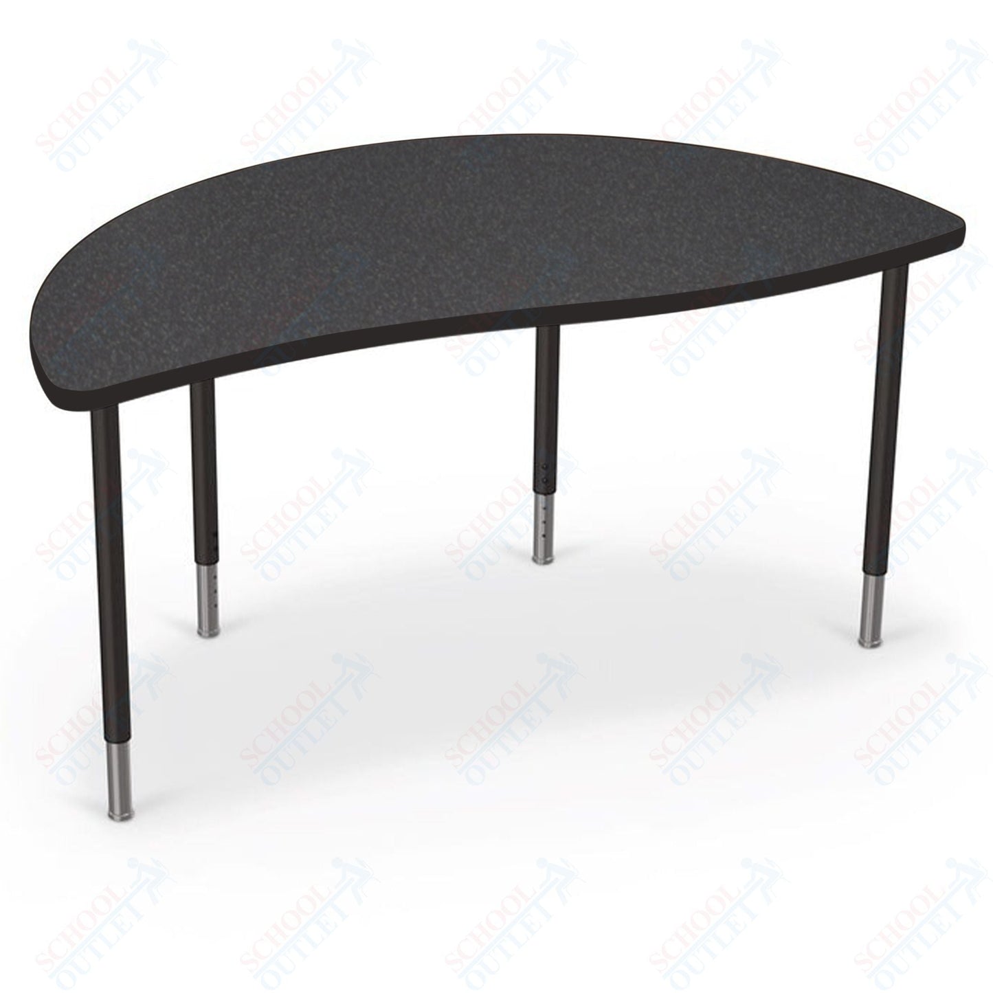 Mooreco Creator Configurable Tables - Half Round - Black Edgeband - Black Legs (Mooreco 1633N1) - SchoolOutlet