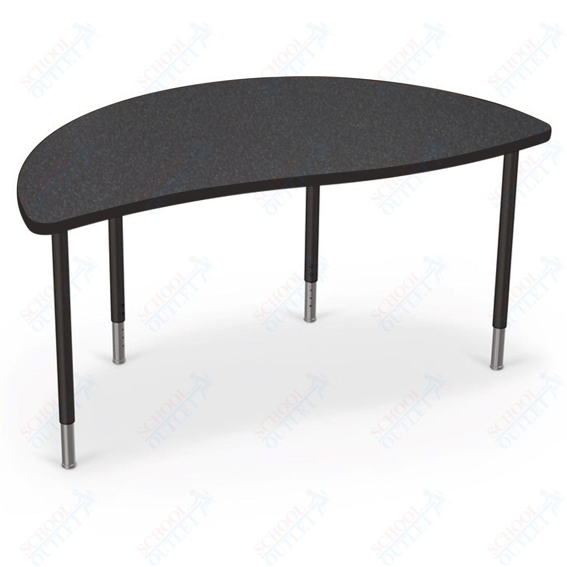 Mooreco Creator Configurable Tables - Half Round - Black Edgeband - Black Legs (Mooreco 1633N1) - SchoolOutlet