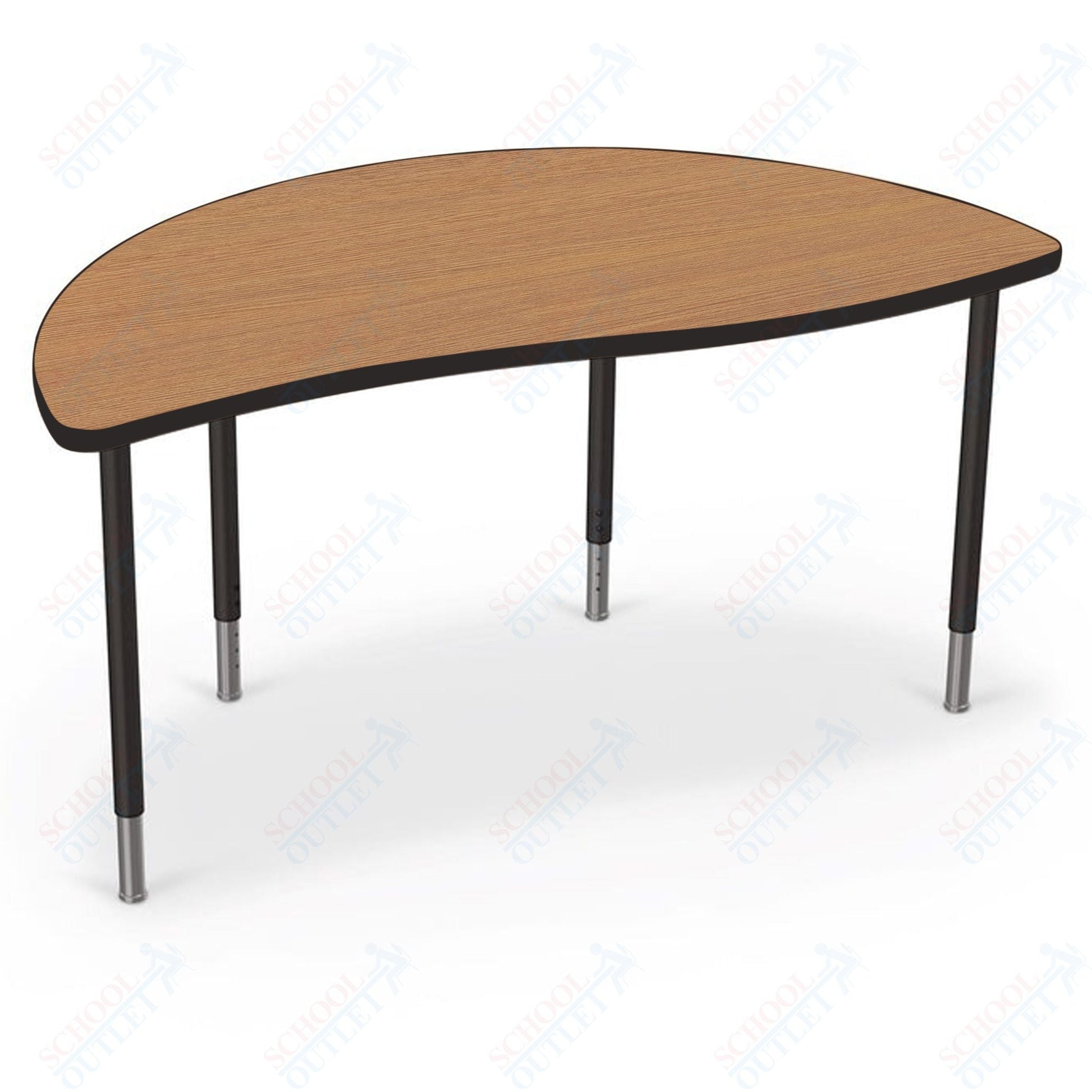 Mooreco Creator Configurable Tables - Half Round - Black Edgeband - Black Legs (Mooreco 1633N1) - SchoolOutlet