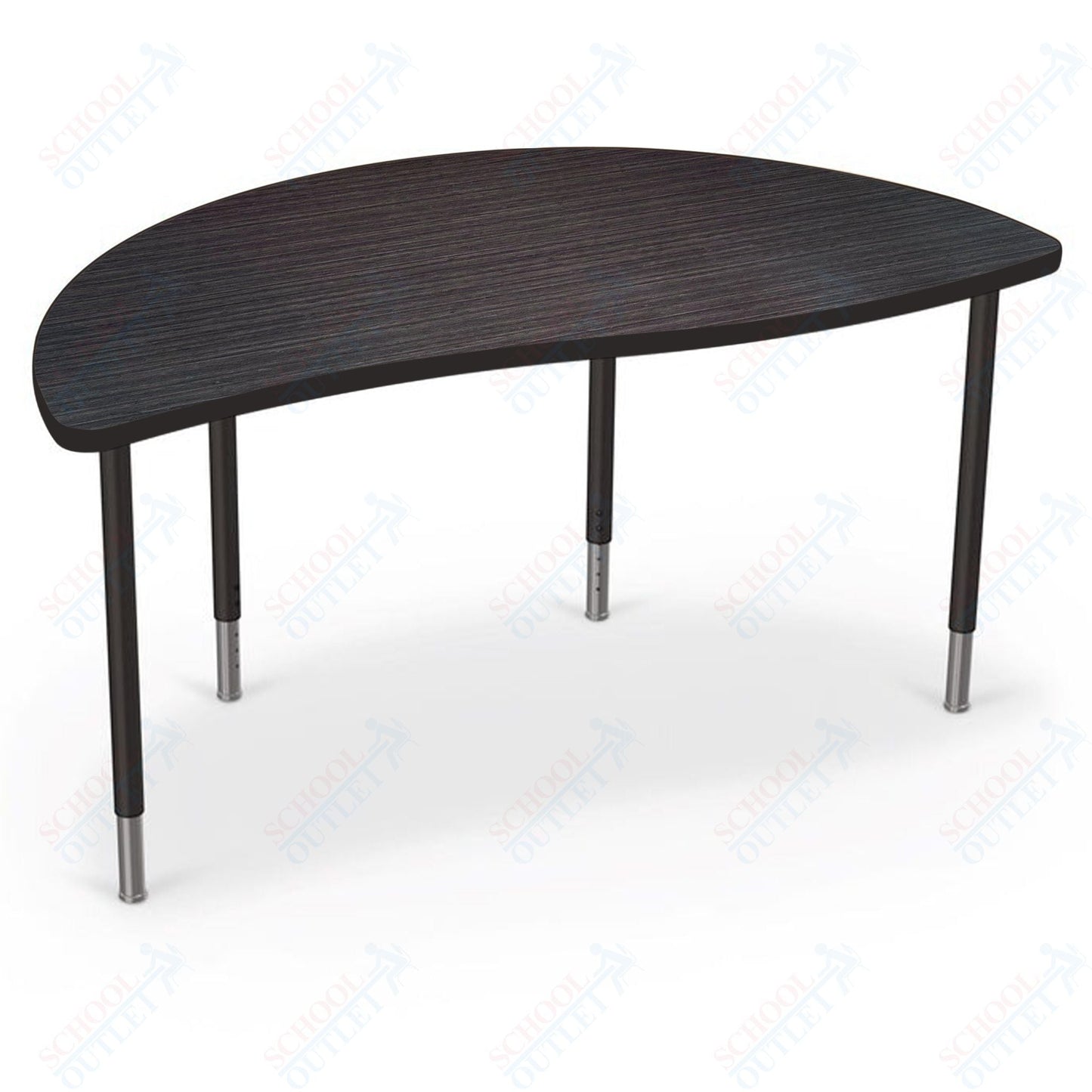 Mooreco Creator Configurable Tables - Half Round - Black Edgeband - Black Legs (Mooreco 1633N1) - SchoolOutlet