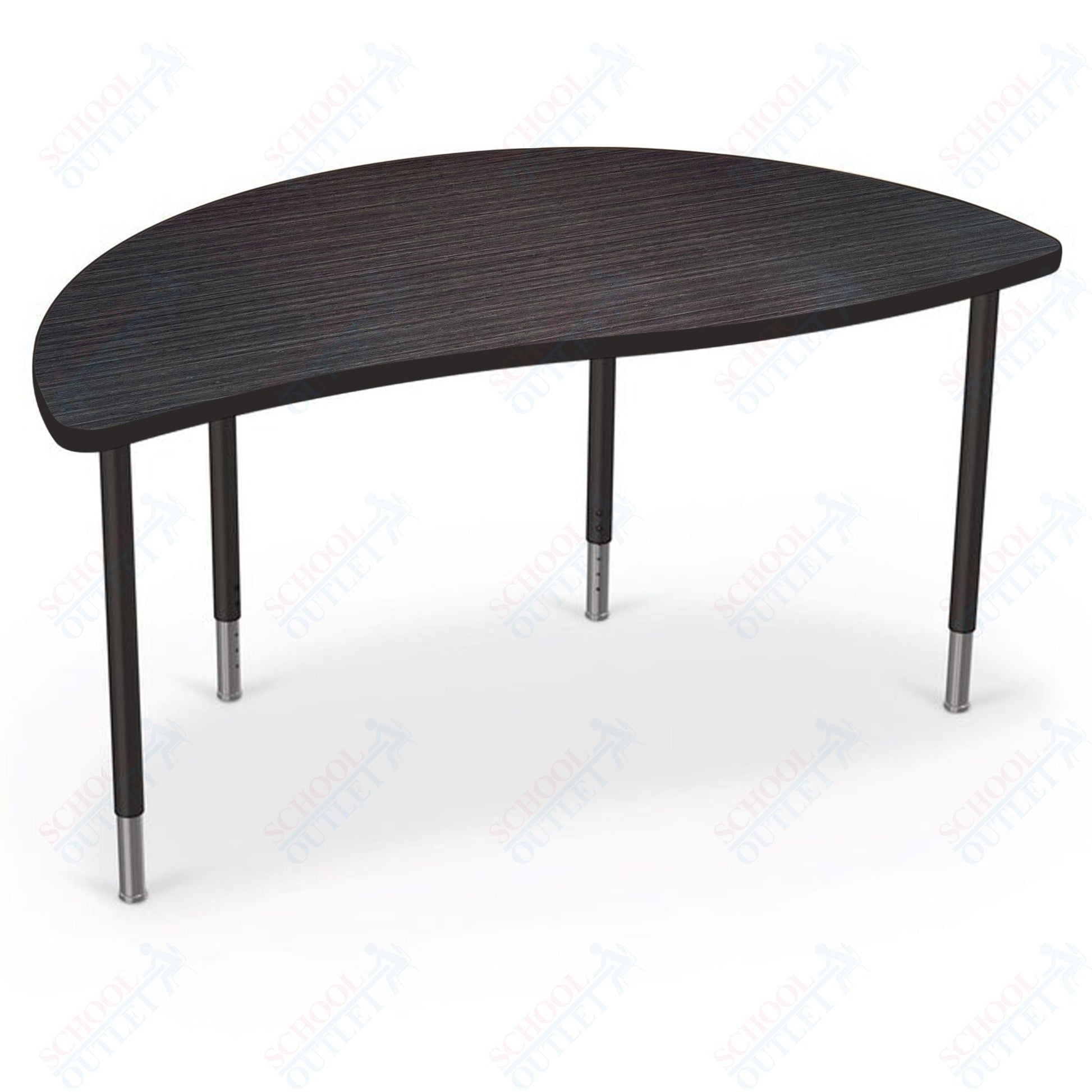 Mooreco Creator Configurable Tables - Half Round - Black Edgeband - Black Legs (Mooreco 1633N1) - SchoolOutlet