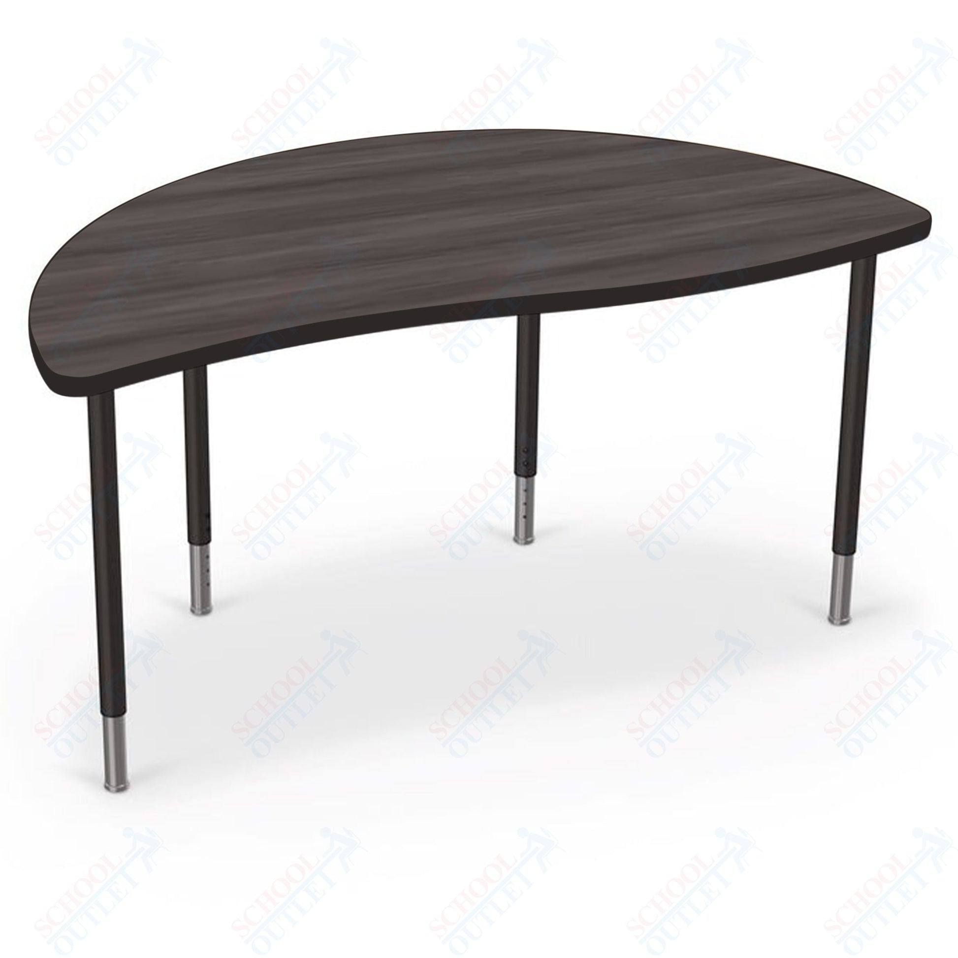 Mooreco Creator Configurable Tables - Half Round - Black Edgeband - Black Legs (Mooreco 1633N1) - SchoolOutlet