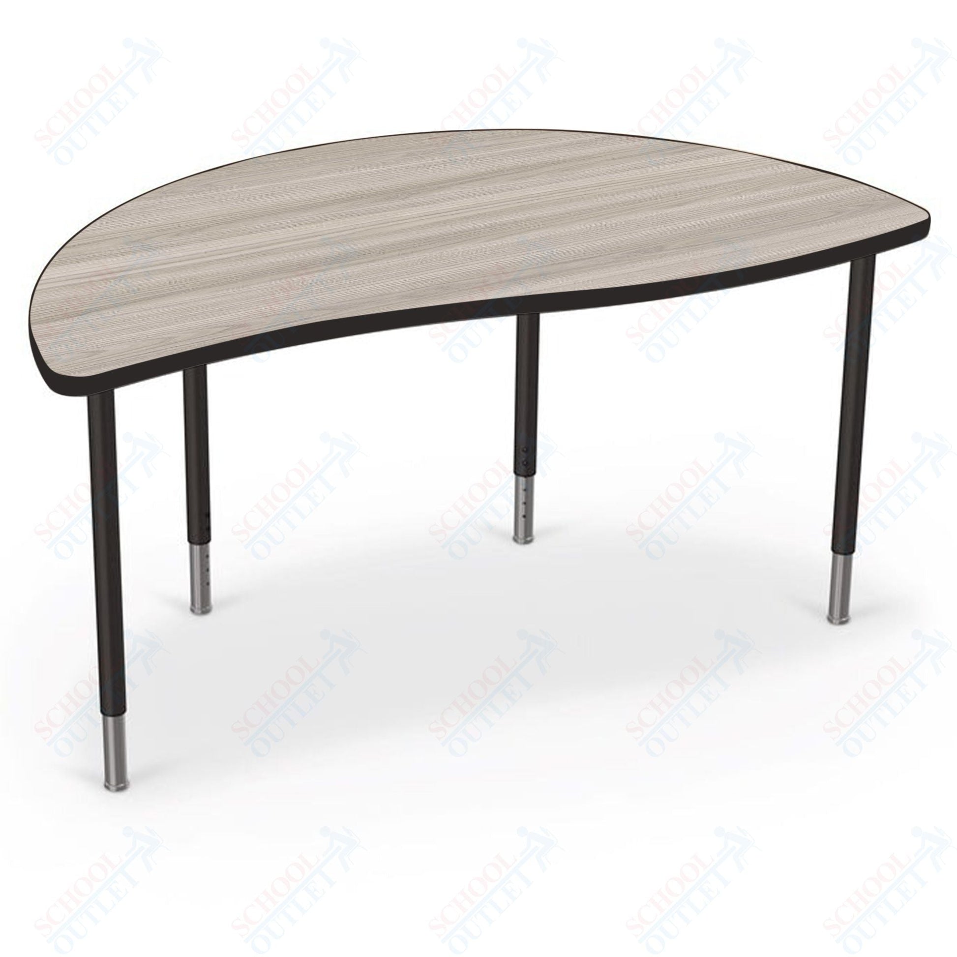 Mooreco Creator Configurable Tables - Half Round - Black Edgeband - Black Legs (Mooreco 1633N1) - SchoolOutlet