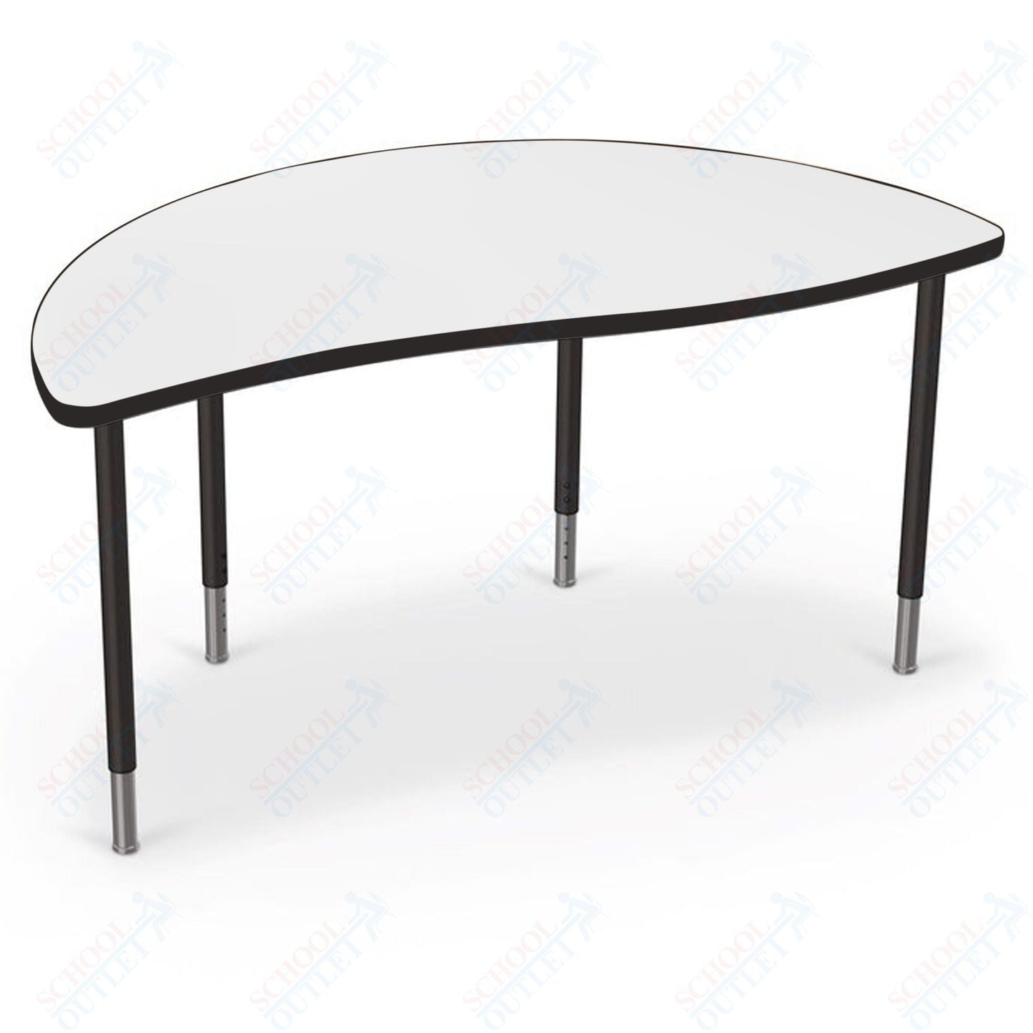 Mooreco Creator Configurable Tables - Half Round - Black Edgeband - Black Legs (Mooreco 1633N1) - SchoolOutlet