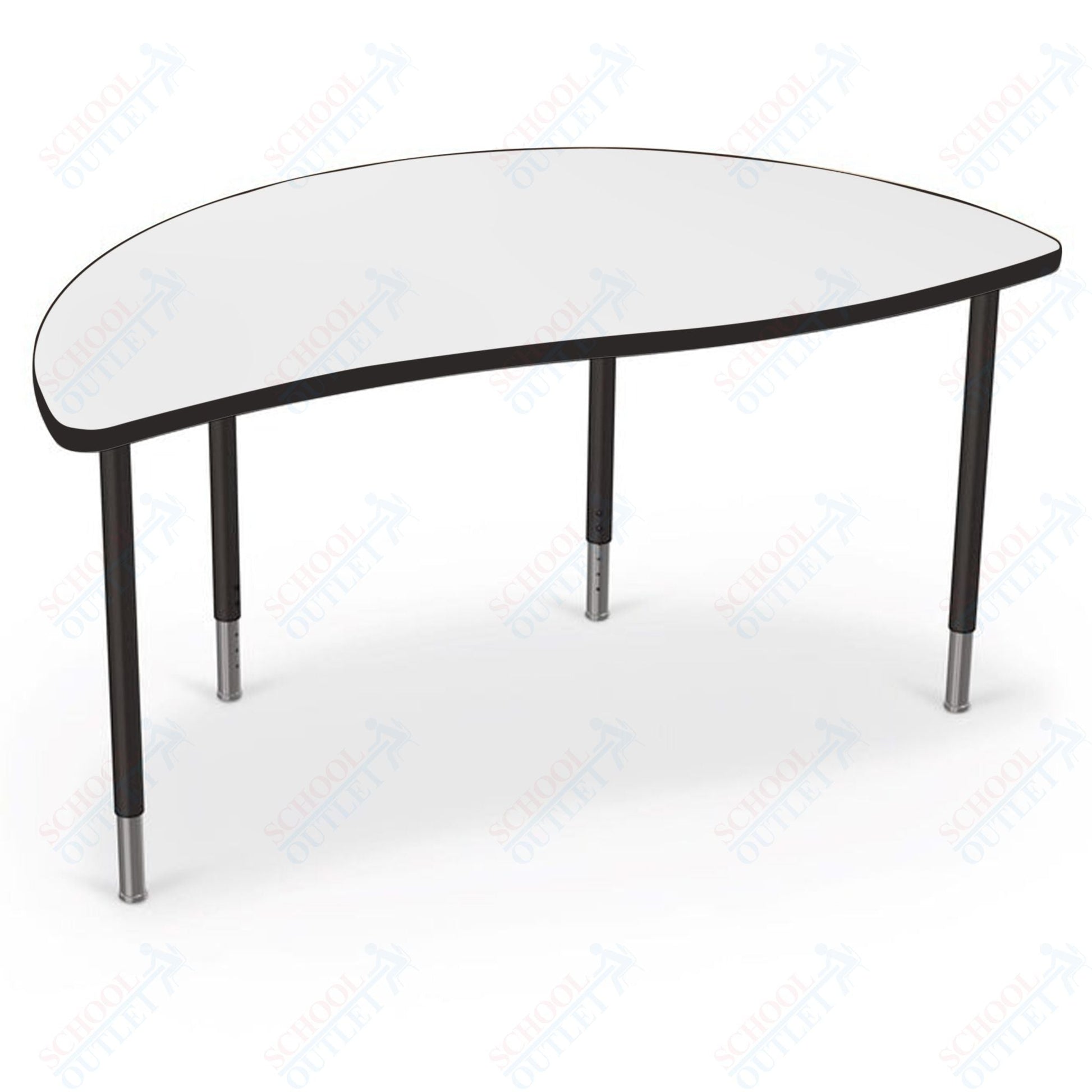 Mooreco Creator Configurable Tables - Half Round - Black Edgeband - Black Legs (Mooreco 1633N1) - SchoolOutlet