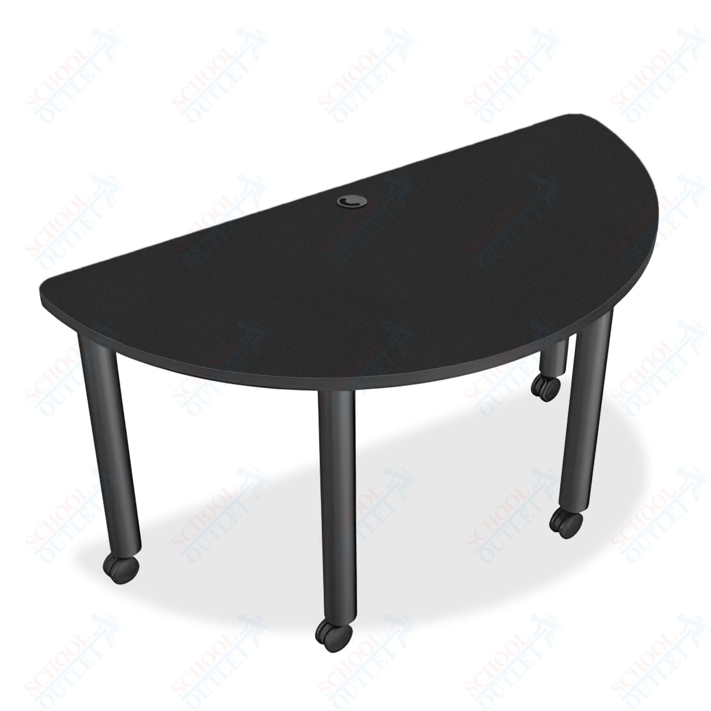 Mooreco Modular Conference Table - Half Round - 58"W x 29"D - Black Edgeband (Mooreco 27743) - SchoolOutlet