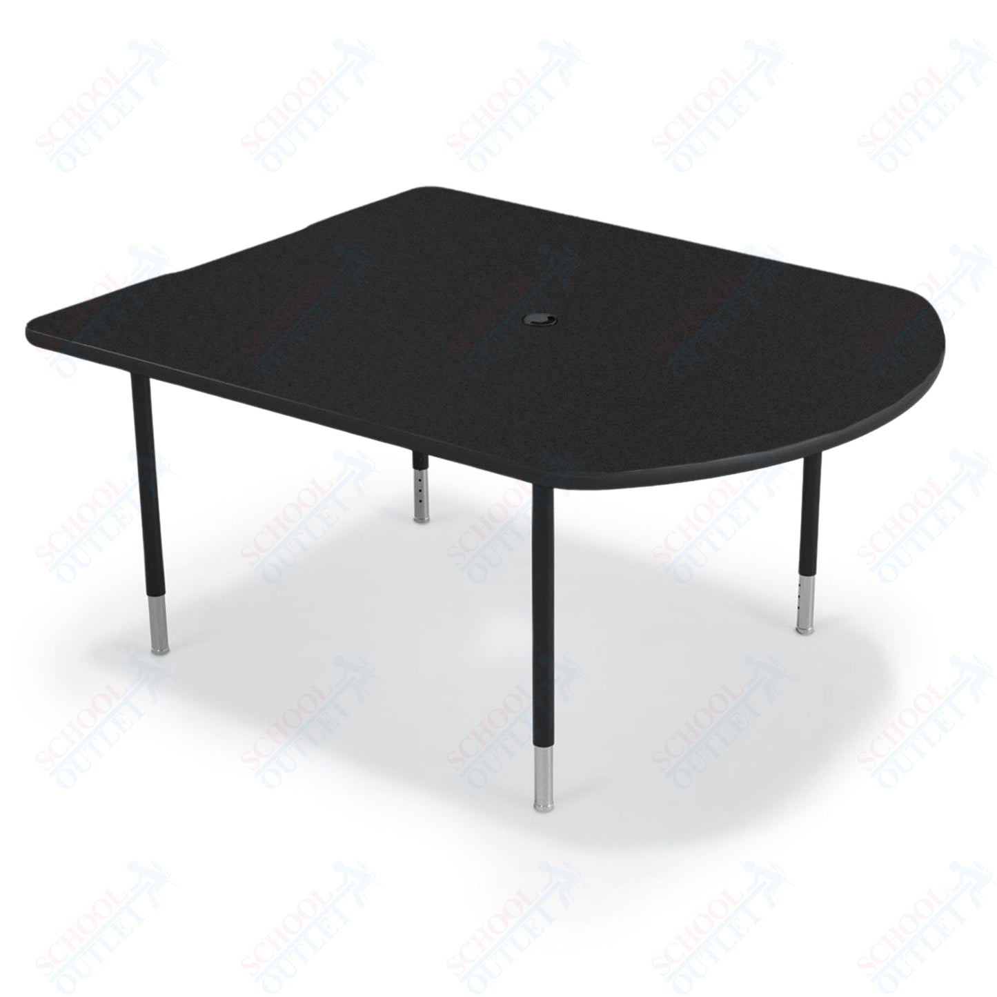 Mooreco 5' MediaSpace - D - Shape AV Table - Black Horseshoe Legs and Black Edgeband (Mooreco 27749) - SchoolOutlet