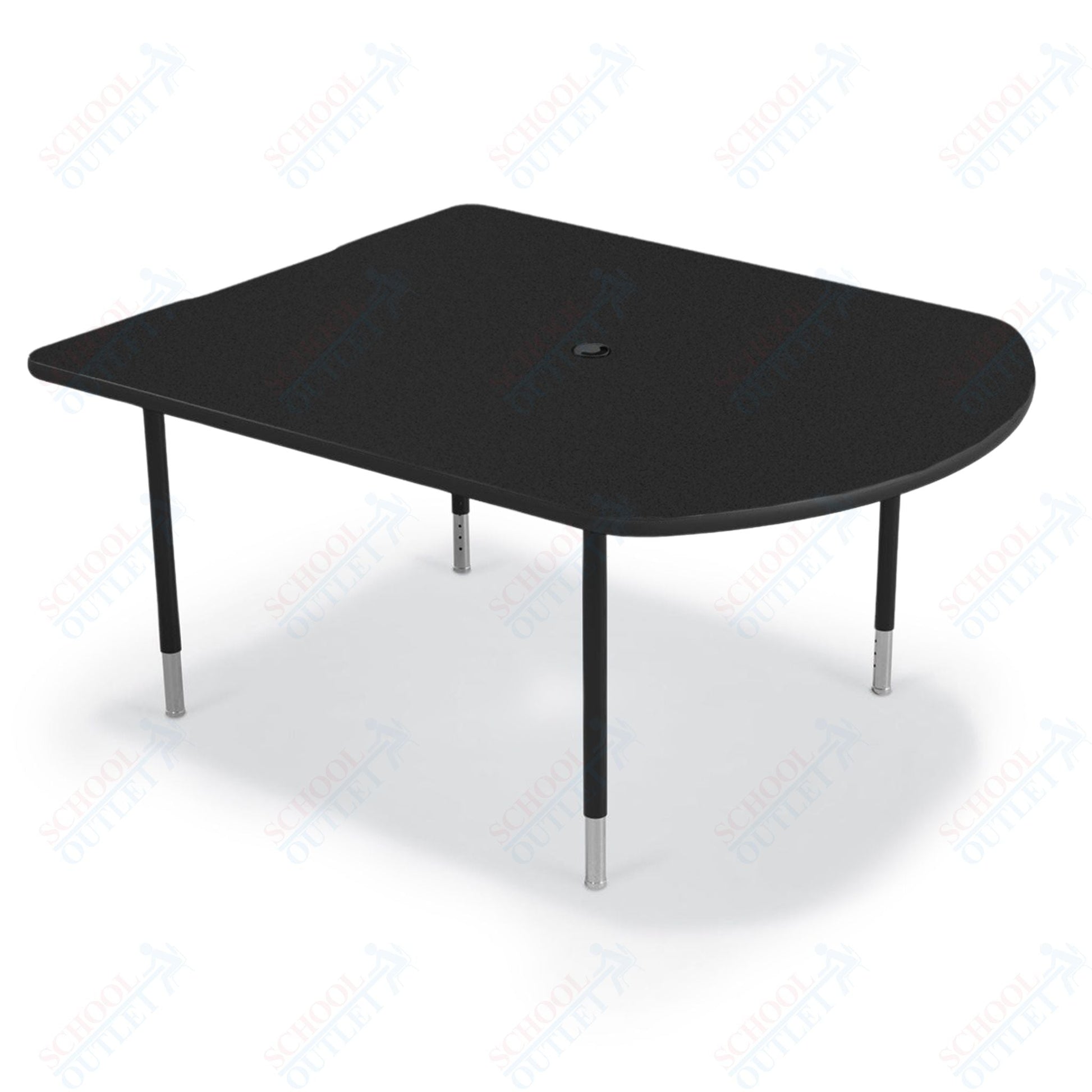 Mooreco 5' MediaSpace - D - Shape AV Table - Black Horseshoe Legs and Black Edgeband (Mooreco 27749) - SchoolOutlet
