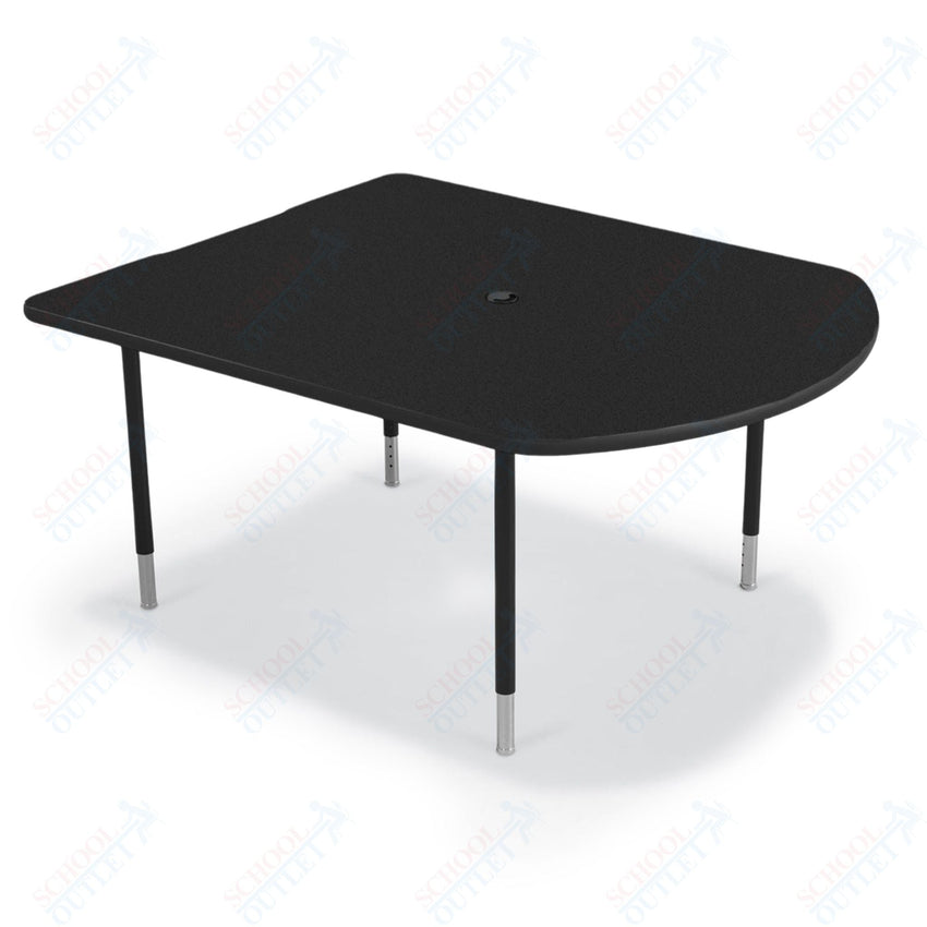 Mooreco 5' MediaSpace - D - Shape AV Table - Black Horseshoe Legs and Black Edgeband (Mooreco 27749) - SchoolOutlet