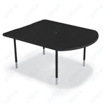 Mooreco 5' MediaSpace - D - Shape AV Table - Black Horseshoe Legs and Black Edgeband (Mooreco 27749) - SchoolOutlet