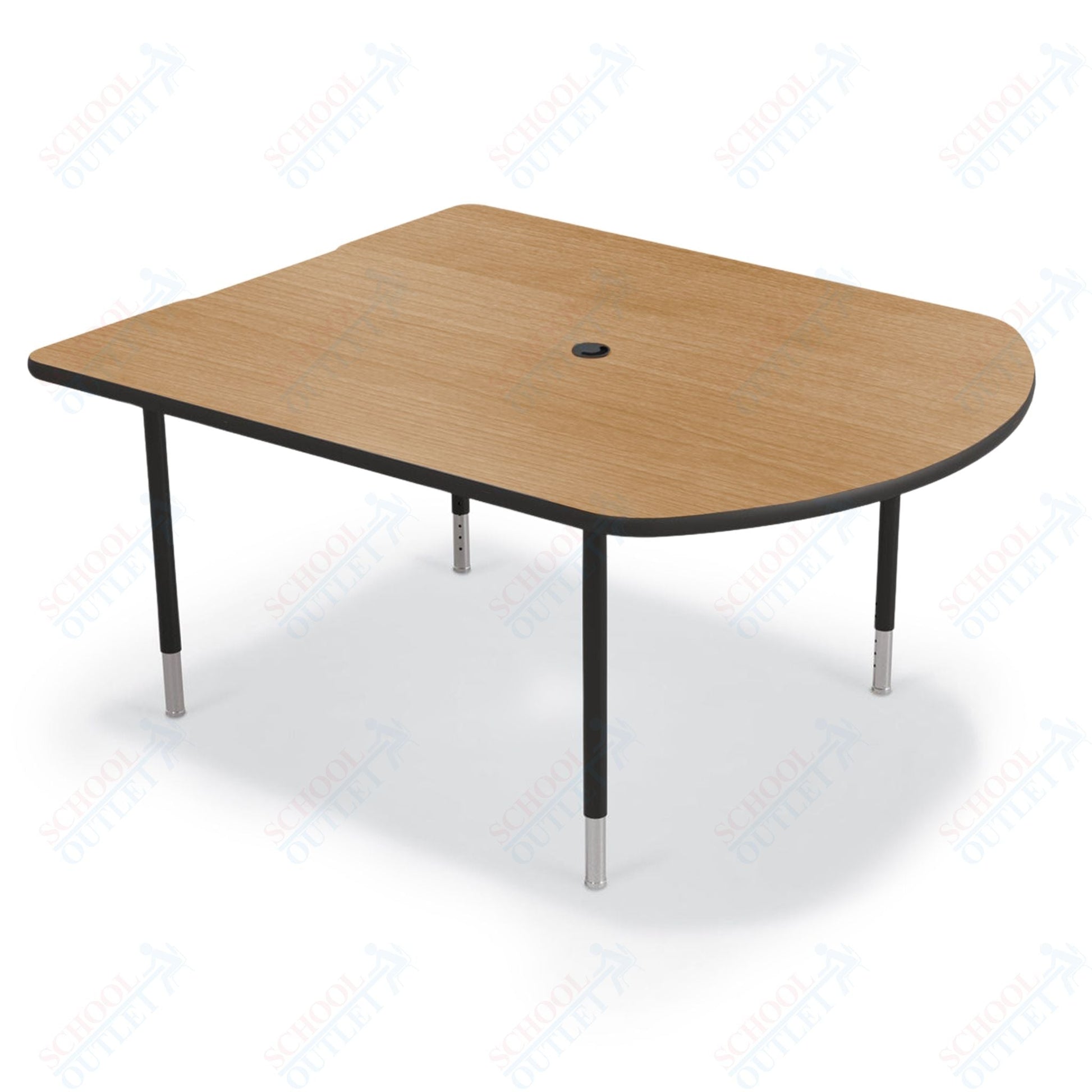 Mooreco 5' MediaSpace - D - Shape AV Table - Black Horseshoe Legs and Black Edgeband (Mooreco 27749) - SchoolOutlet