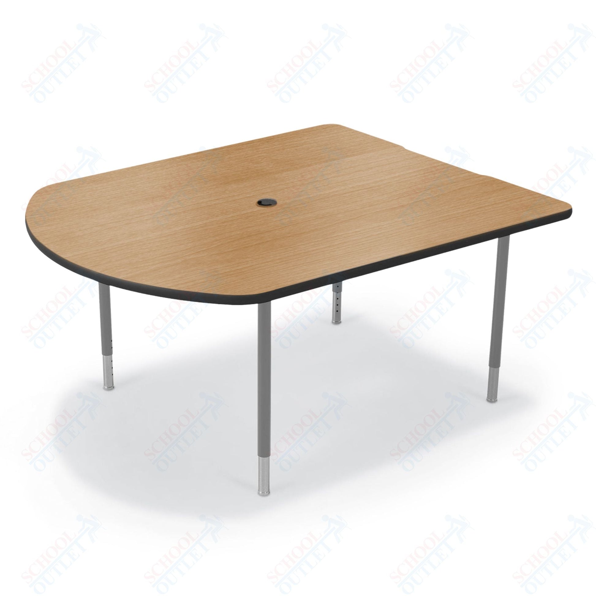 Mooreco 5' MediaSpace - D - Shape AV Table - Platinum Horseshoe Legs and Black Edgeband (Mooreco 27750) - SchoolOutlet