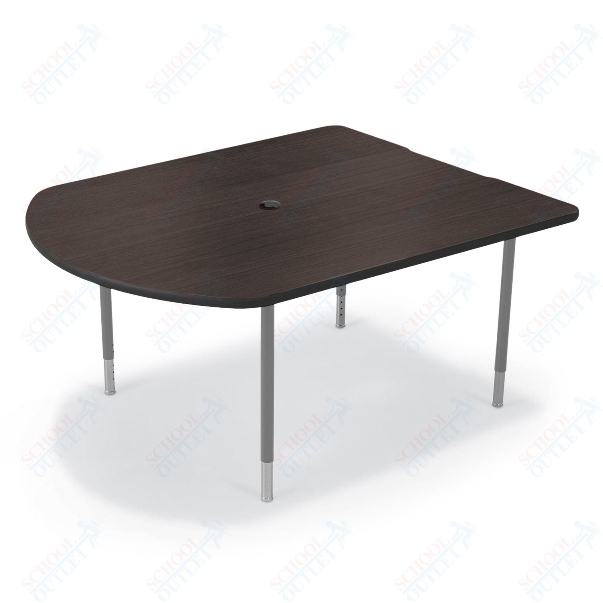 Mooreco 5' MediaSpace - D - Shape AV Table - Platinum Horseshoe Legs and Black Edgeband (Mooreco 27750) - SchoolOutlet
