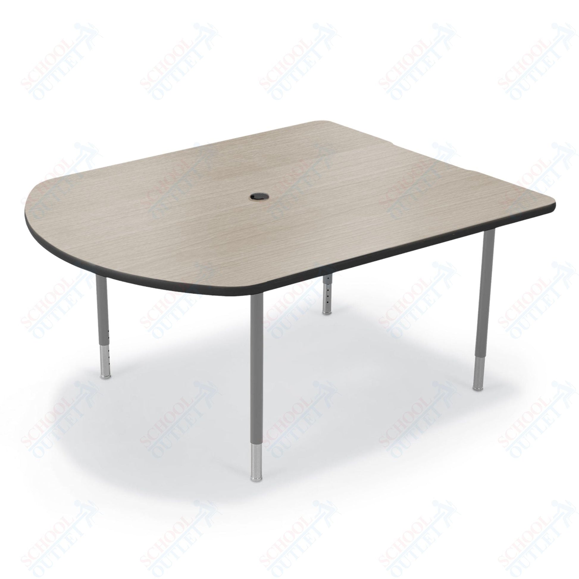 Mooreco 5' MediaSpace - D - Shape AV Table - Platinum Horseshoe Legs and Black Edgeband (Mooreco 27750) - SchoolOutlet