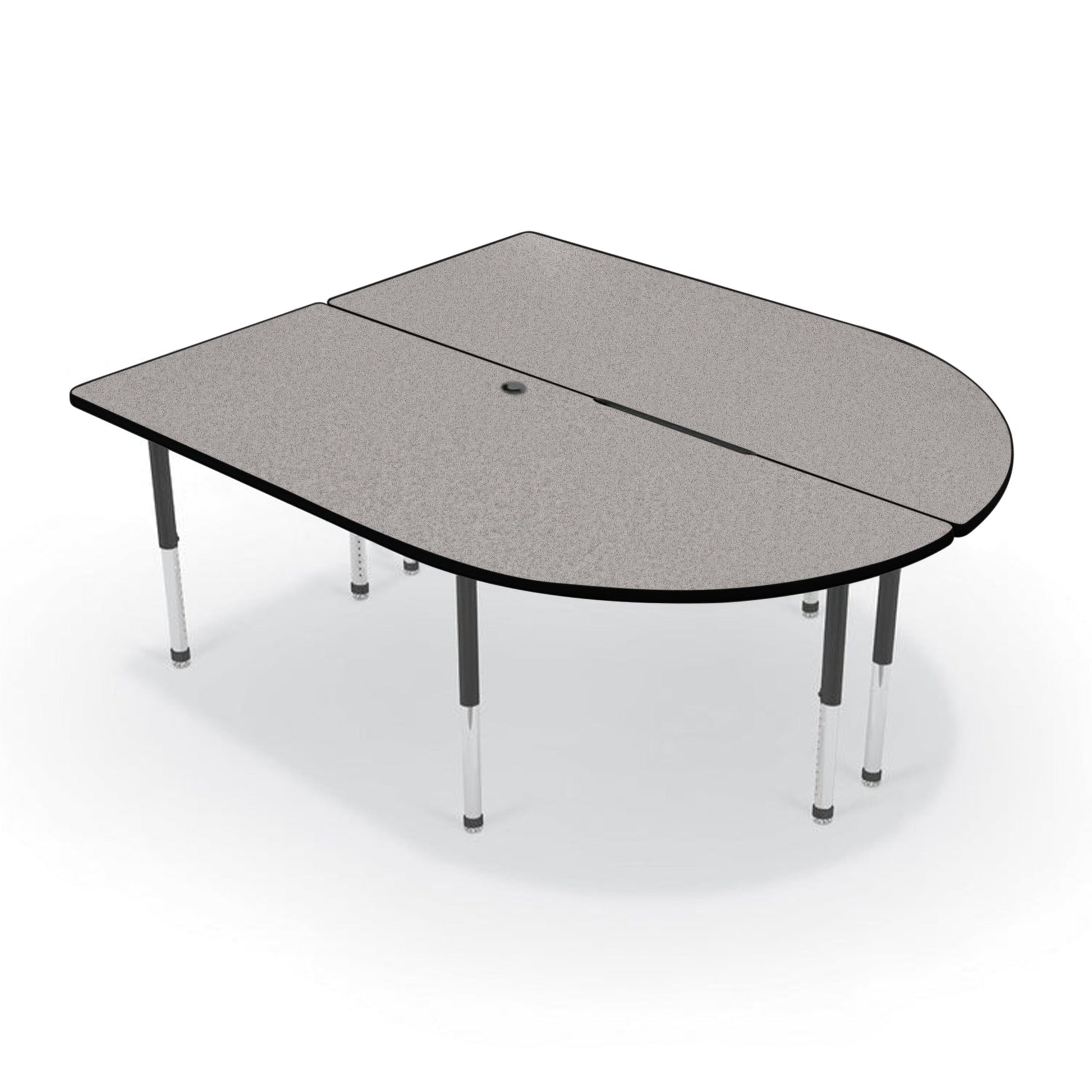 Mooreco 6' MediaSpace - Split Piece D - Shape AV Table - Black Legs and Black Edgeband (Mooreco 27755) - SchoolOutlet