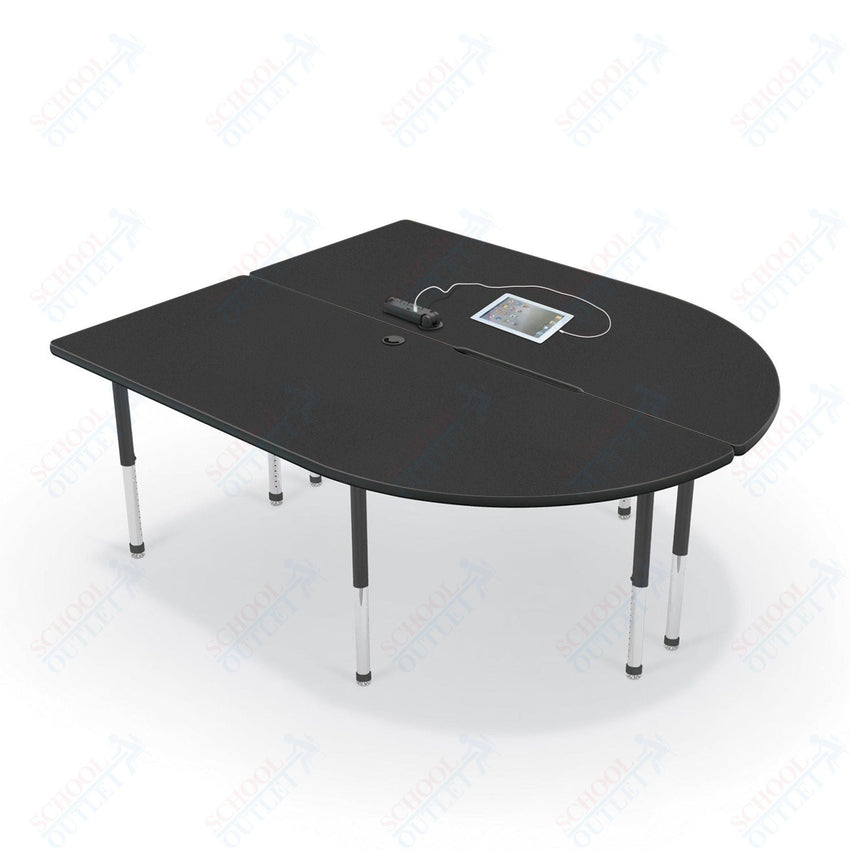 Mooreco 6' MediaSpace - Split Piece D - Shape AV Table - Black Legs and Black Edgeband (Mooreco 27755) - SchoolOutlet