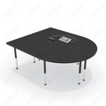 Mooreco 6' MediaSpace - Split Piece D - Shape AV Table - Black Legs and Black Edgeband (Mooreco 27755) - SchoolOutlet