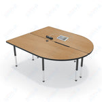 Mooreco 6' MediaSpace - Split Piece D - Shape AV Table - Black Legs and Black Edgeband (Mooreco 27755) - SchoolOutlet