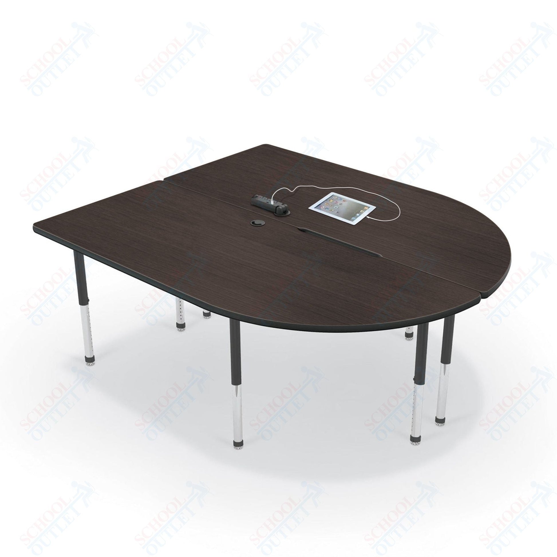 Mooreco 6' MediaSpace - Split Piece D - Shape AV Table - Black Legs and Black Edgeband (Mooreco 27755) - SchoolOutlet