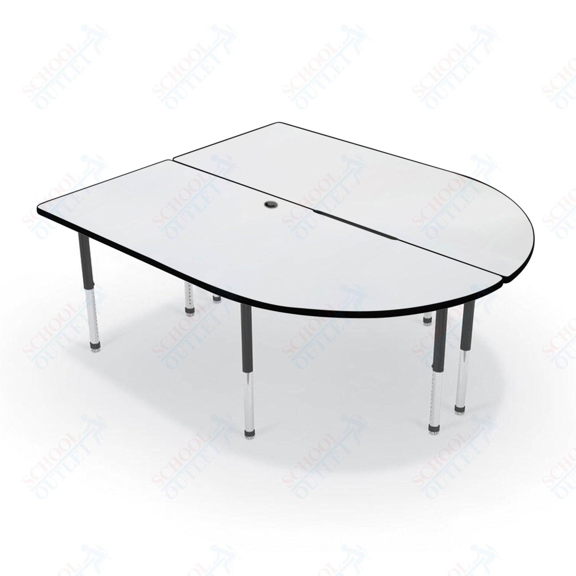 Mooreco 6' MediaSpace - Split Piece D - Shape AV Table - Black Legs and Black Edgeband (Mooreco 27755) - SchoolOutlet