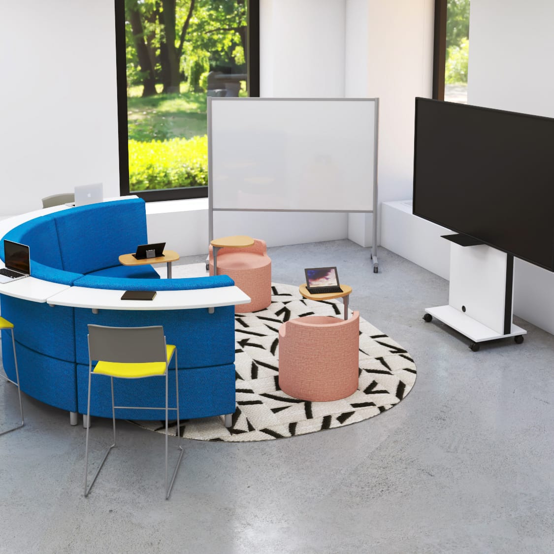 MooreCo Soft Seating Orbit Low Back Chair with Tablet Arm 21" Round - 18" Seat Height (MOR - 3000CHBT - 18 - 21X - TA) - SchoolOutlet