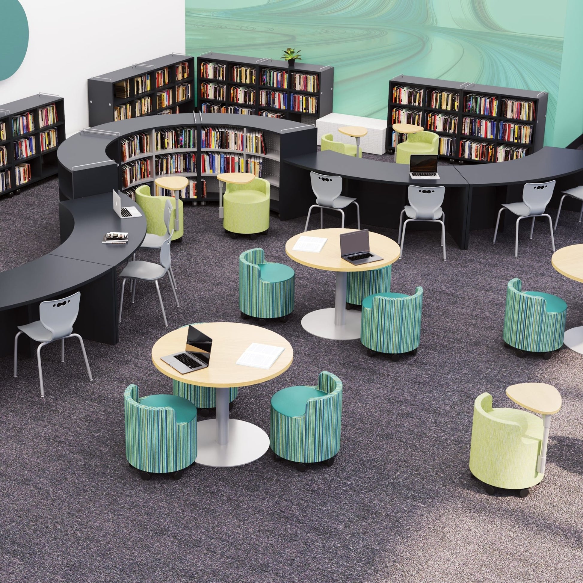 MooreCo Soft Seating Orbit Low Back Chair 25" Round - 18" Seat Height (MOR - 3000CHBT - 18 - 25X) - SchoolOutlet