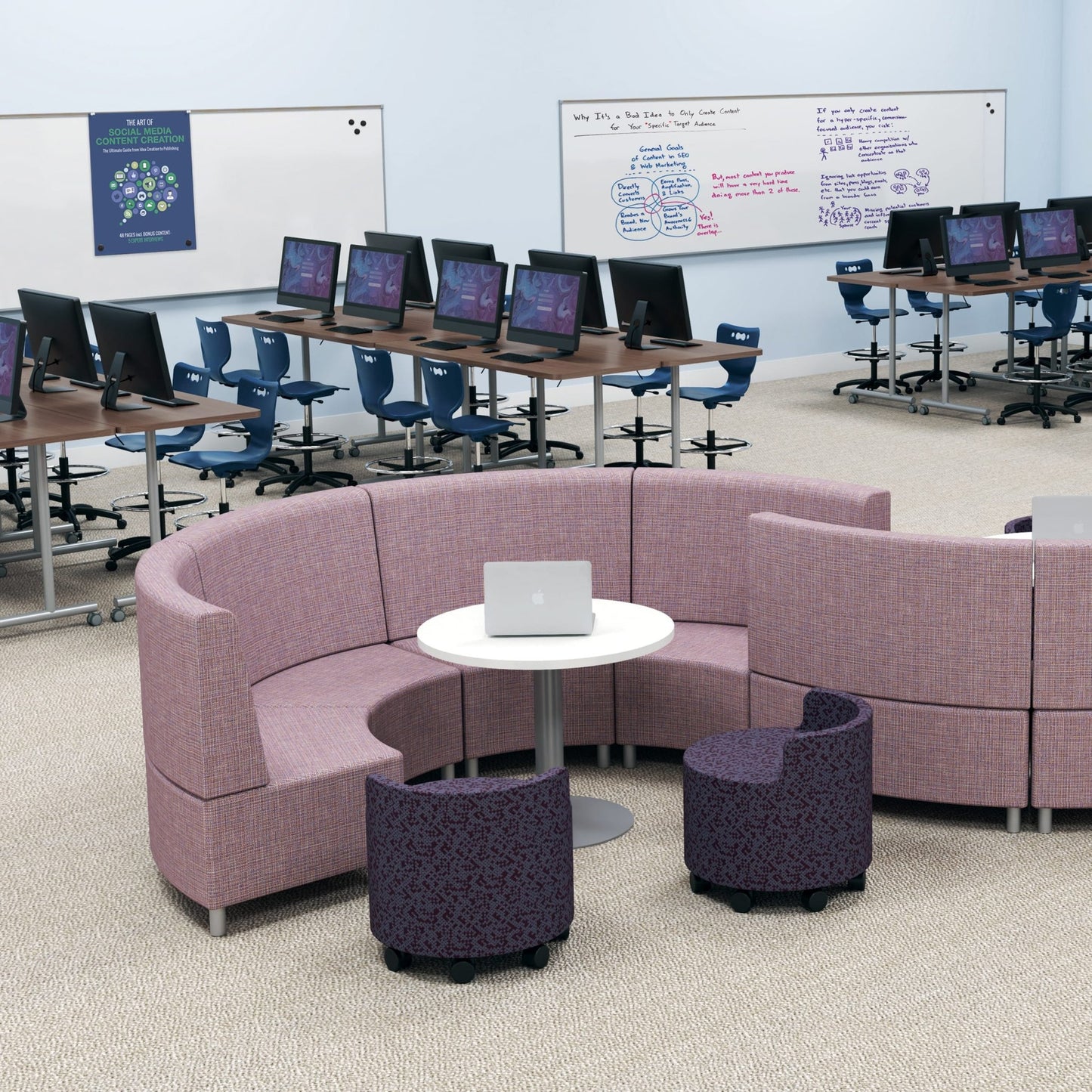 MooreCo Soft Seating Orbit Low Back Chair 25" Round - 18" Seat Height (MOR - 3000CHBT - 18 - 25X) - SchoolOutlet