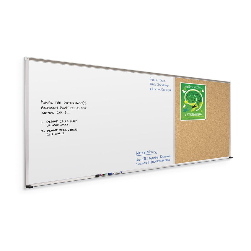 Mooreco Combination Board - Porcelain Steel Markerboard and Natural Cork Tackboard (Type E) - SchoolOutlet