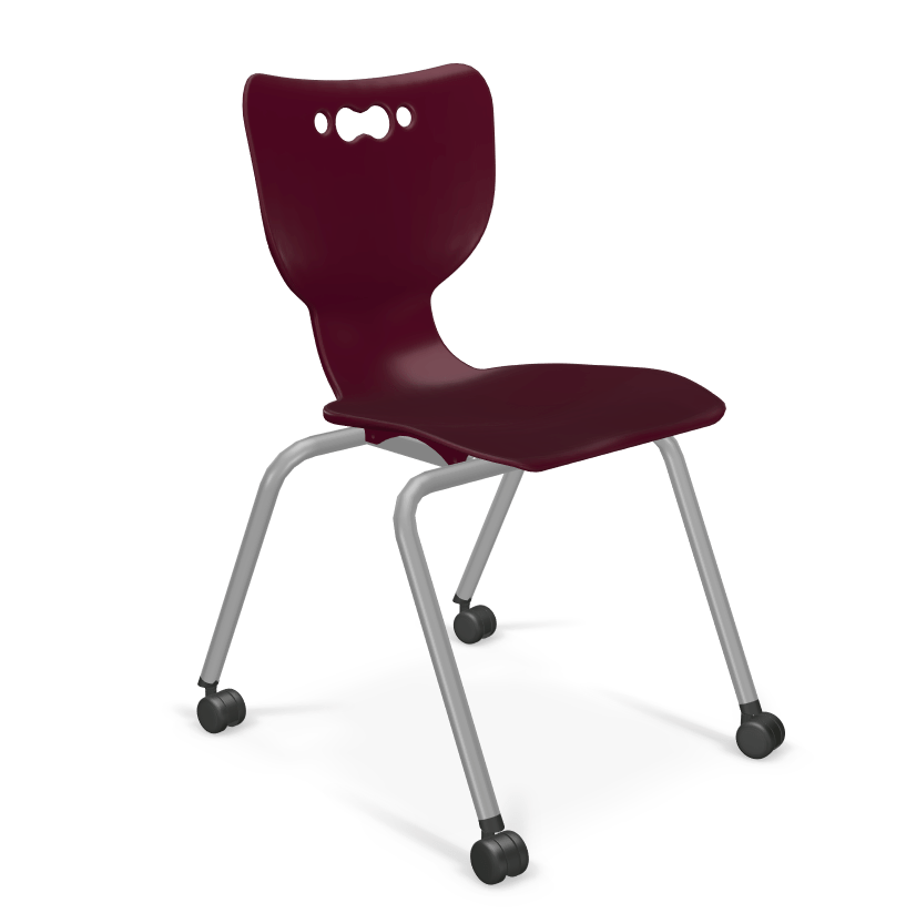 Mooreco Hierarchy 4-Leg Caster Chair ergonomic design w/ Hard Casters - 18" - 54318 - SchoolOutlet