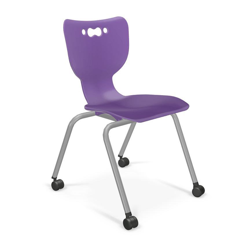 Mooreco Hierarchy 4-Leg Caster Chair ergonomic design w/ Hard Casters - 18" - 54318 - SchoolOutlet