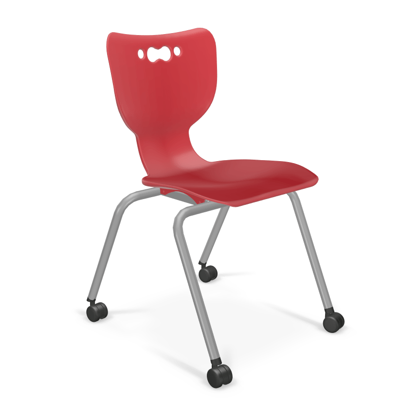 Mooreco Hierarchy 4-Leg Caster Chair ergonomic design w/ Hard Casters - 18" - 54318 - SchoolOutlet