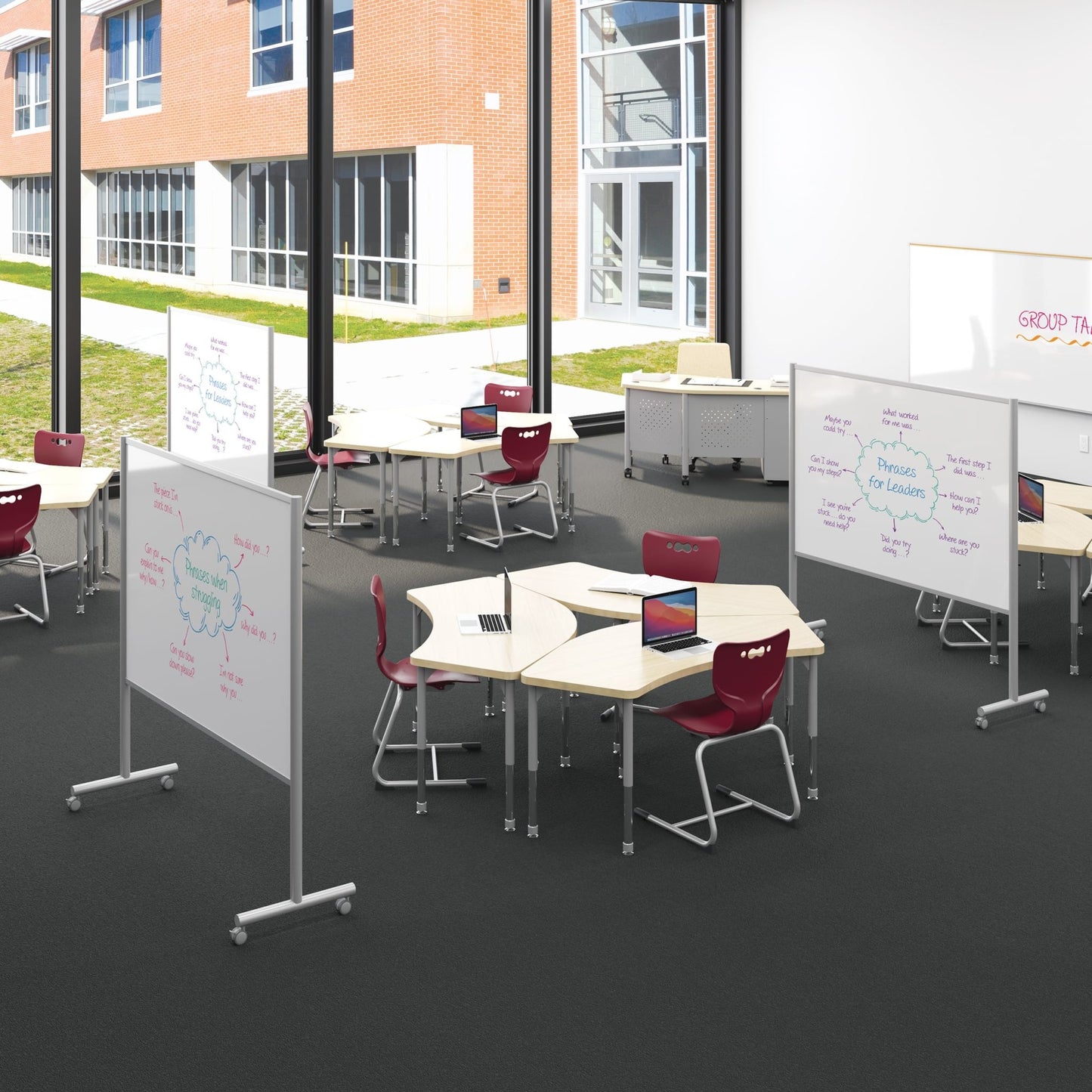 Mooreco Inklud Mobile Whiteboard - Platinum - Porcelain 72"H x30"W x22"D (59080) - SchoolOutlet