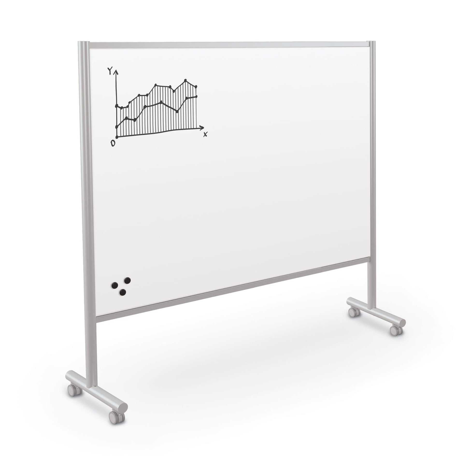 Mooreco Inklud Mobile Whiteboard - Platinum - Porcelain 72"H x30"W x22"D (59080) - SchoolOutlet