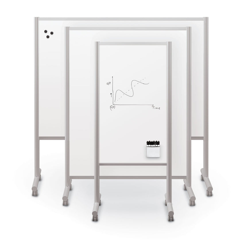 Mooreco Inklud Mobile Whiteboard - Platinum - Porcelain 72"H x30"W x22"D (59080) - SchoolOutlet
