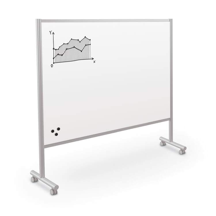 Mooreco Inklud Mobile Whiteboard - Platinum - Porcelain 72"H x72"W x22"D (59081) - SchoolOutlet