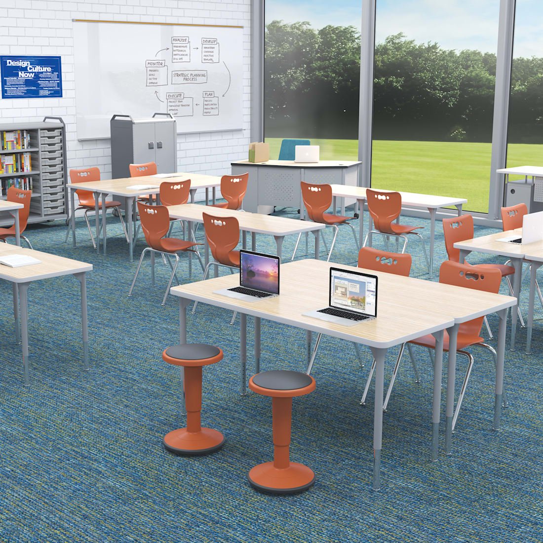 Hierarchy Rectangular School Activity Table (48"W x 30"D) HPL Top - Height Adjustable Legs by MooreCo - SchoolOutlet