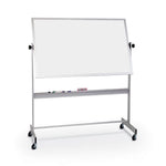 Mooreco Deluxe Mobile Reversible Board Porcelain Markerboard One Side / Natural Cork Other Side - Aluminum Trim - 4'H x 6'W (Mooreco 668AG - DC) - SchoolOutlet