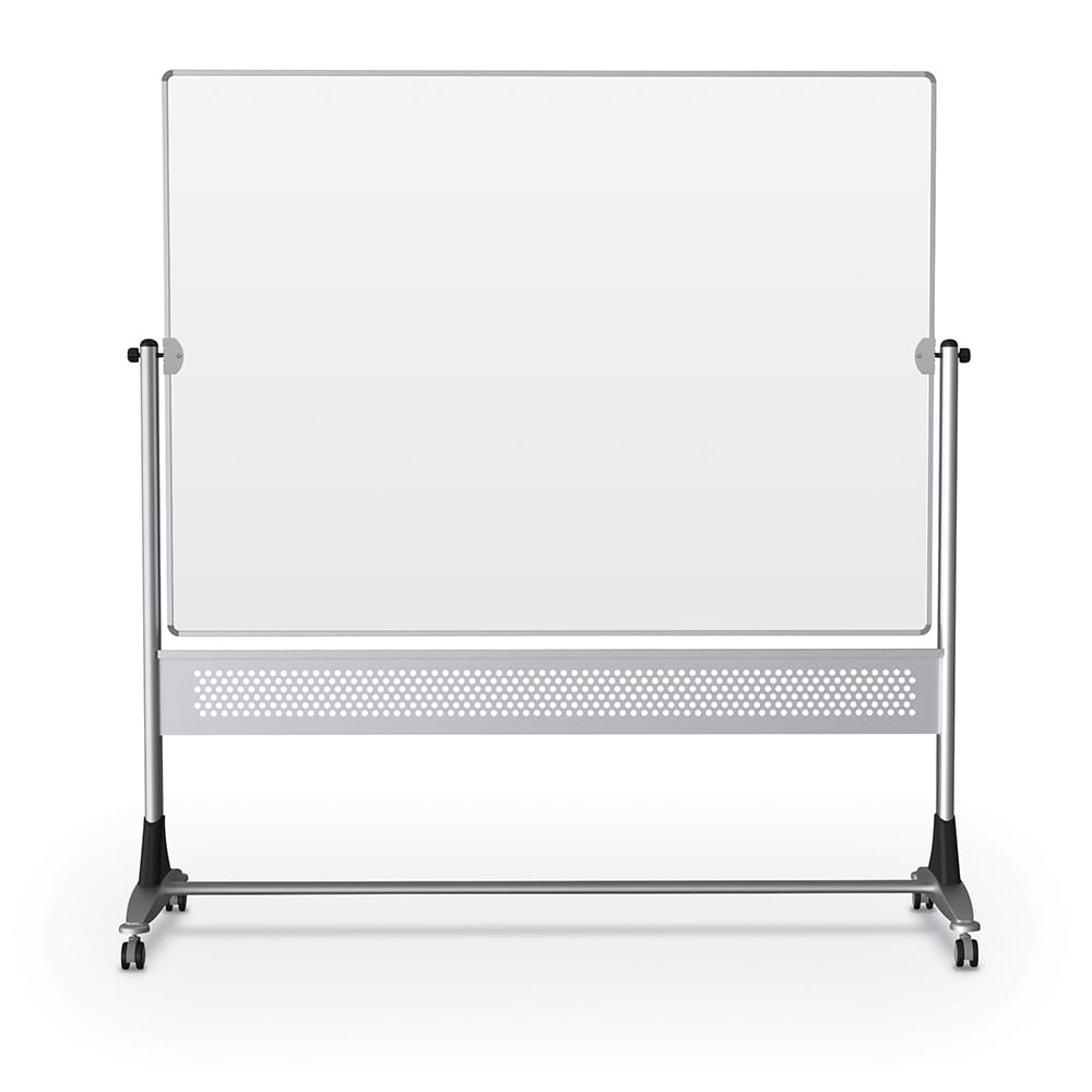 MooreCo 669RH - DD Platinum Mobile Reversible Porcelain Steel Magnetic Whiteboard Easel - Panel Size 48"H x 96"W (MOR - 669RH - DD) - SchoolOutlet