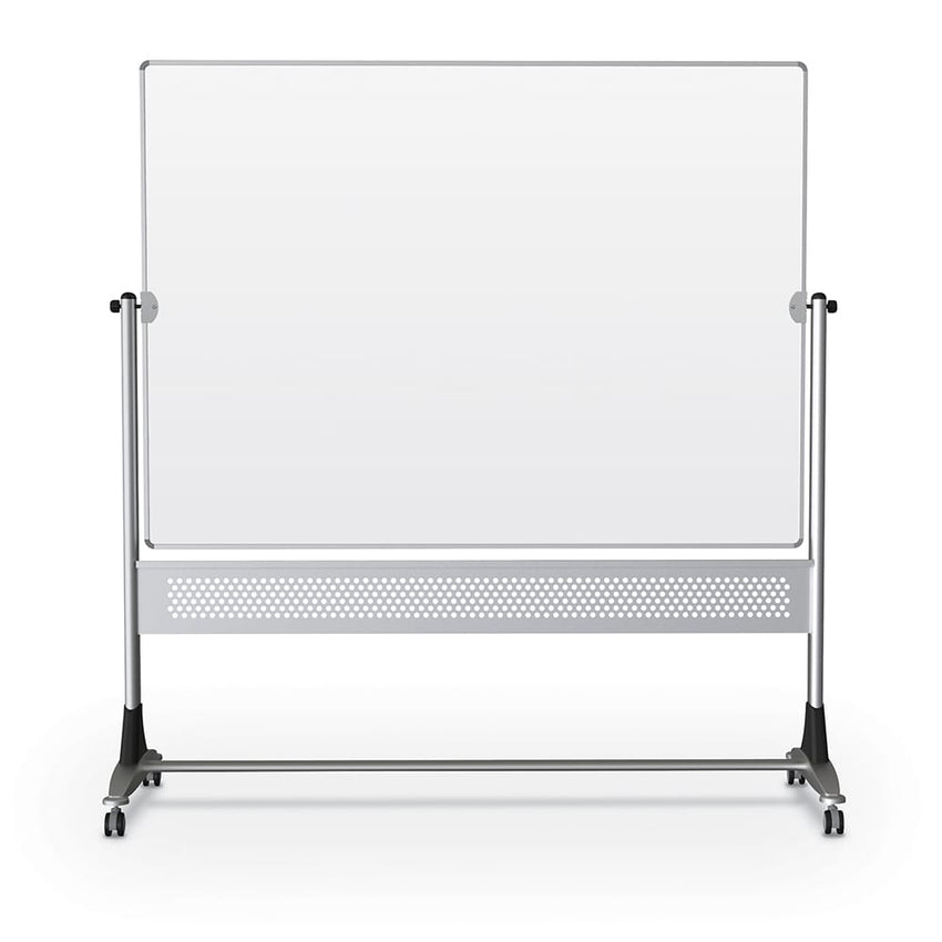 MooreCo 669RH - DD Platinum Mobile Reversible Porcelain Steel Magnetic Whiteboard Easel - Panel Size 48"H x 96"W (MOR - 669RH - DD) - SchoolOutlet