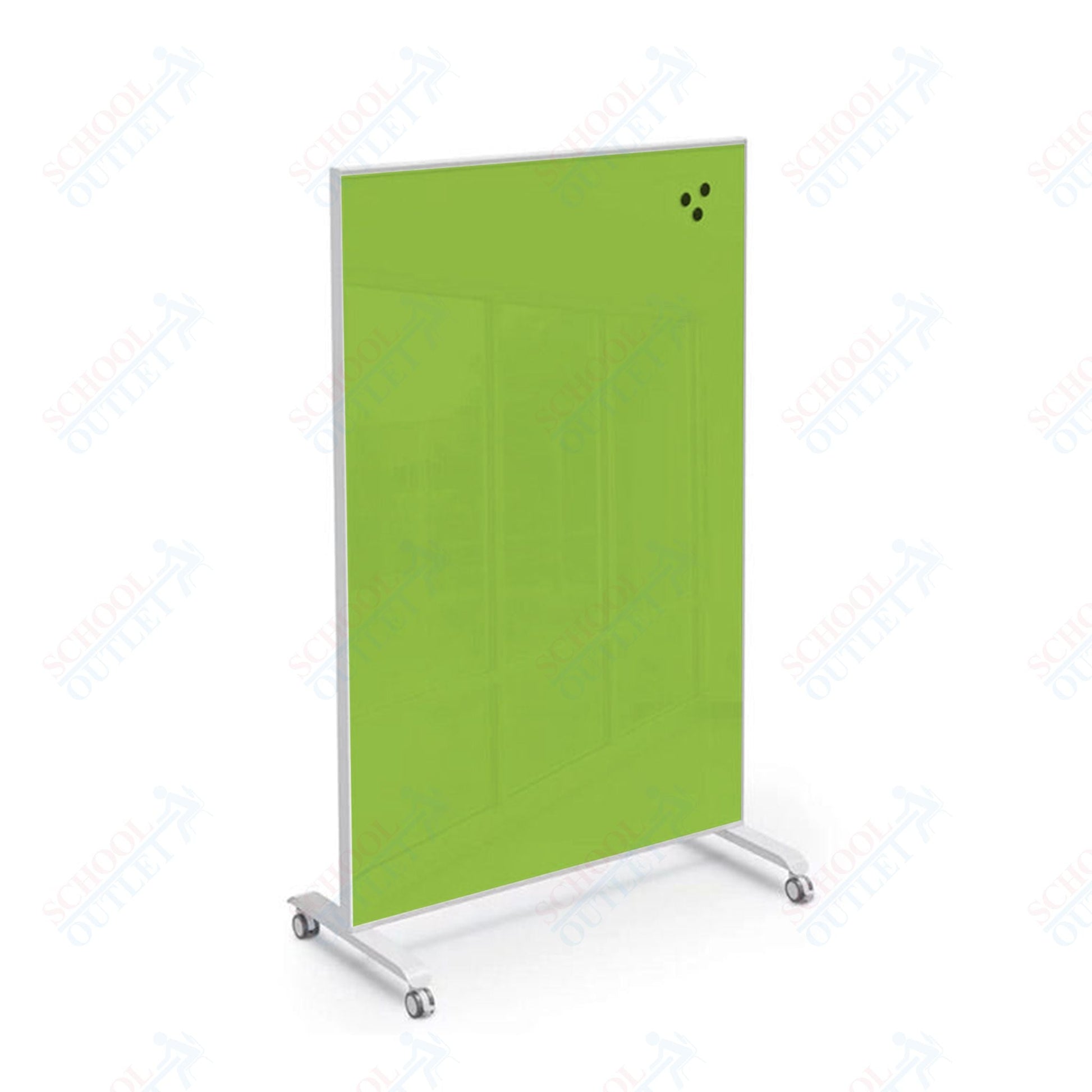 Mooreco Essentials Hierarchy Grow & Roll Mobile Magnetic Dry Erase Glass Board 4'H x 3'W - SchoolOutlet