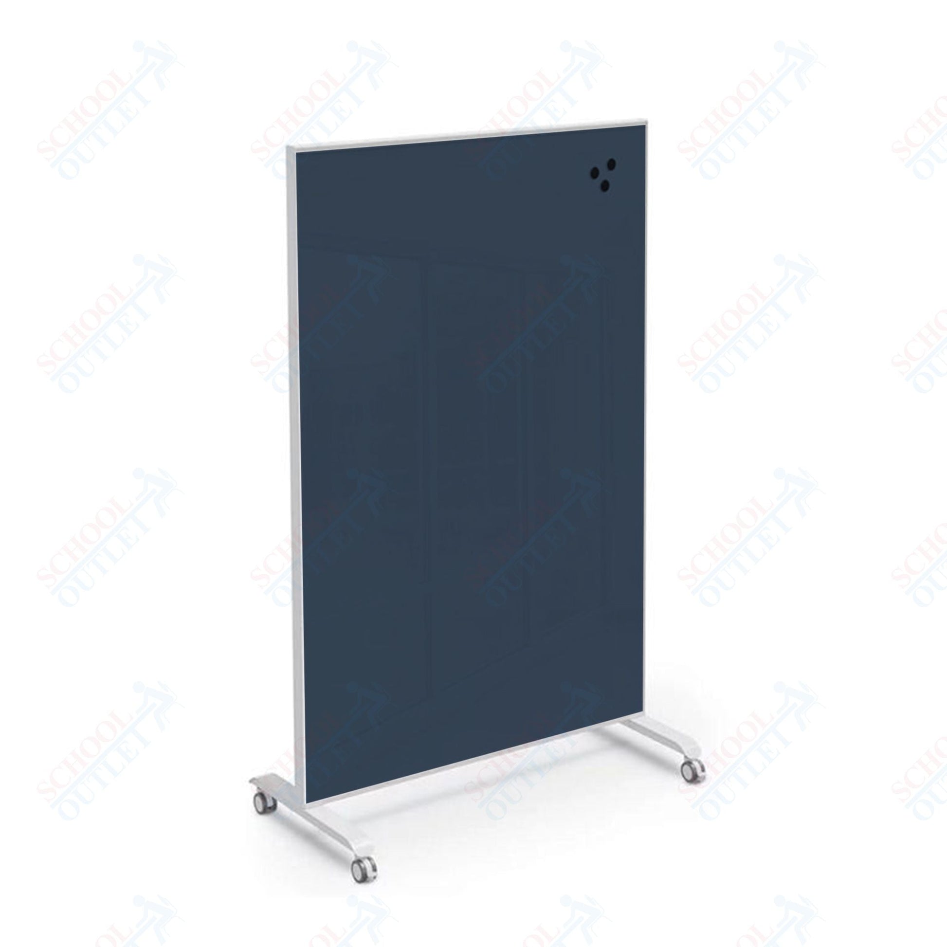 Mooreco Essentials Hierarchy Grow & Roll Mobile Magnetic Dry Erase Glass Board 4'H x 3'W - SchoolOutlet